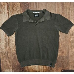 Scotch & Soda Amsterdam Knit Polo Shirt Men L Green 100% Organic Cotton Textured